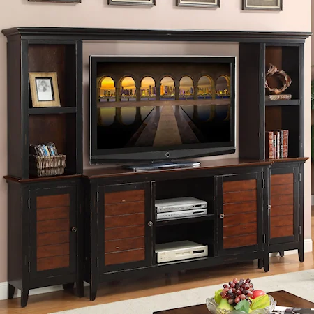 Entertainment Wall Unit with 4 Doors and 3 Shelves